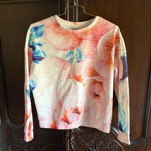 Zara Women’s Pink Floral Crew Neck Sweatshirt size Medium